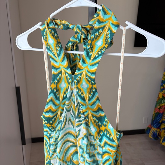 Farm Rio: TURQUOISE TROPICAL TAPESTRY HALTER MAXI DRESS - Picture 9 of 13